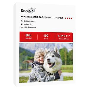 코알라 두꺼운 인화지 양면 광택 헤비웨이트 페이퍼 8.5X11 인치 80LB 100장 잉크젯 프린터와 호환되는 300GSM 카드스톡