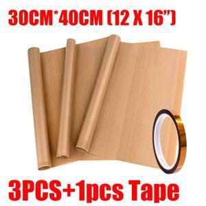 3Pcs PTFE Tefloon Shee 열 프레스 전송 용 테이프 비 스틱 용지 내열성 공예 매트
