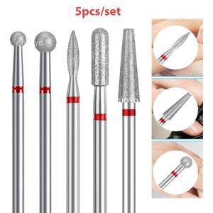 5개 세트 다이아몬드 샌드 네일 파일 드릴 큐티클 폴리싱 비트 네일 그라인딩 헤드 전동 매니큐어 세트