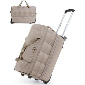 바퀴 달린 가방 스마트 롤링 더플백, 여행용 바퀴와 손잡이 젖은 포켓 카키, 40L