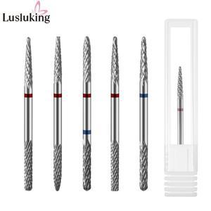 더블 헤드 텅스텐 카바이드 네일 드릴 비트 전기 매니큐어 도구 2 In 1 밀링 커터 네일 EFile 네일 젤 폴란