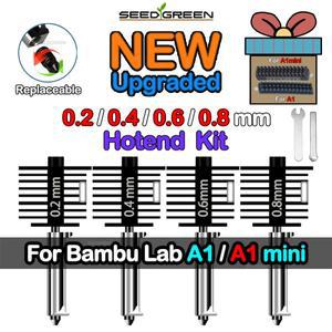 Bambu Lab A1/A1 미니 경화 강철 노즐 어셈블리 3D 프린터 핫 엔드 키트 0.2/0.4/0.6/0.8MM