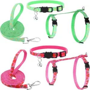 칼라 세트가 있는 2팩 고양이 하네스 및 목줄 소형 안전한 보행 여행을 위한 조절 가능한 탈출 방지 가볍고