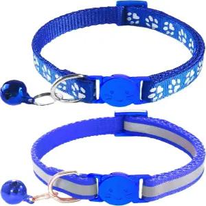방울롱 2팩 분리형 고양이 목걸이 벨 반사 디자인 및 발톱 프린트 안전 버클 고양이와 고양이를 위한