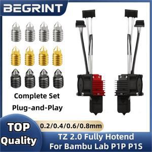 밤부랩 P1P P1S용 핫엔드, 팬, 서미스터, 세라믹 히터, 경화강 노즐 포함 완전한 핫엔드 프린트 헤드