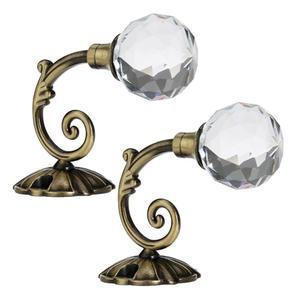 커튼 타이백 후크 드레이퍼리 홀드백 크리스탈 볼 후크백 벽 마운트 금속 홀드백(브론즈 2개)
