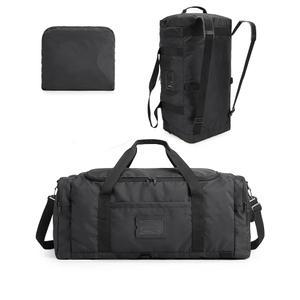 여행용 접이식 더플백 60L, 남성용 대형 더플백, 4 in 1 백팩, 휴대용 위켄더백, 블랙