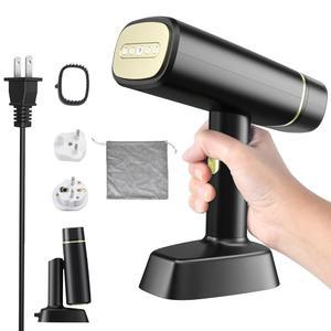 안길랄라 듀얼 전압(100~250V) 여행용 스티머, 유럽 플러그 어댑터가 장착된 의류 휴대용 미니, 여행 필수품, 필수품