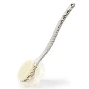 칫솔모와 루파가 포함된 샤워 바디 브러시 피부 각질 제거 목욕을 위한 곡선형 긴 손잡이가 있는 백