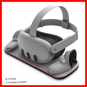 VR 헤드셋 컨트롤러 충전 도크 헬멧 고속 베이스, LED 표시기 포함, 메타 퀘스트 3 용 배터리 2 개