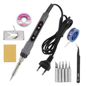 온도 조절 가능 납땜 다리미 LCD 디지털 디스플레이 EU 전기 세트 용접 재작업 스테이션 수리 키트 80W 220V