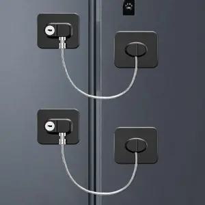 키지시 냉장고 잠금장치(2팩) 열쇠가 달린 잠금장치 캐비닛 서랍 식기세척기 화장실 및 안전 3M 드릴링