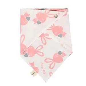 이중거즈 핑크래빗 턱받이 국내제작 스카프빕 순면 유아