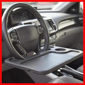 책상이 있는 접이식 자동차 컵 홀더 - 스티어링 휠용 휴대용 음료 및 노트북 트레이, 커피, 식사 모바일 작