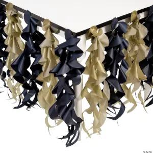 펀 익스프레스 9피트 블랙 골드 스월 일회용 종이 테이블 스커트 - 파티 이벤트 및 축하 행사에 적합