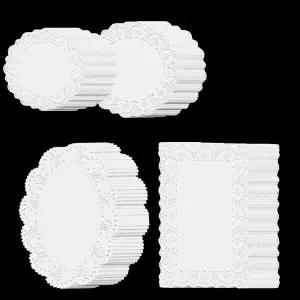 Dcoteh 250팩 화이트 레이스 페이퍼 도일리 결혼식 생일 케이크 디저트 - 음식 장식 테이블 플레이스 매트