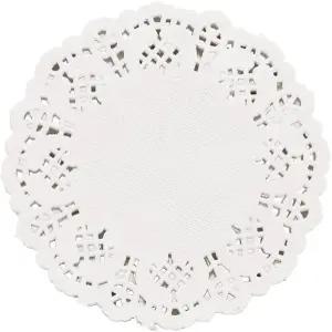 데코라 웨딩 식기 장식용 3.5인치 원형 흰색 레이스 종이 도일리 100팩