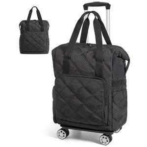 바퀴 달린 백스마트 롤링 더플백, 탈부착 가능한 여행 가방에 35L 휴대용, PVC 습식 포켓 블랙