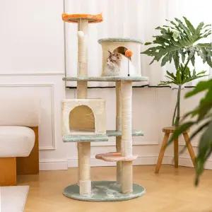 HYABI 53인치 플라워 캣 트리 - 스크래치 포스트와 장난감이 있는 멀티 레벨 콘도 신선한 디자인의 소재
