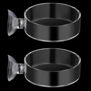 60mm 어항 급식 접시 수족관 새우 흡입 투명 그릇 원형 트레이 ( 2pcs )