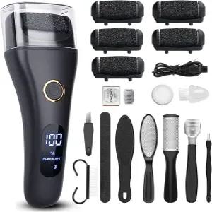 전기 발 파일 캘러스 리무버 - 6pcs 더 큰 연삭 헤드 3Speed 페디큐어 키트 풋 스크러버 데드 스킨 관리