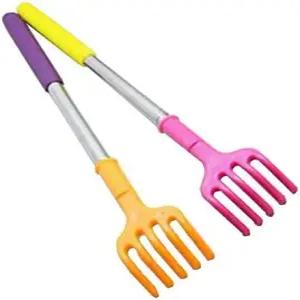 Qaoquda 백 스크래처 2개 휴대용 스테인리스 스틸 신축성 텔레스코픽 플라스틱 스크래처(색상 랜덤)