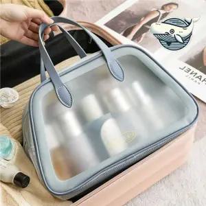 투명 세면 수납백 여행용 방수 손잡이 2단 세면백 zbS8+8wtY