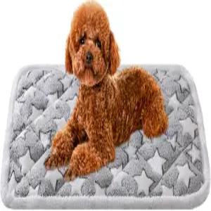 데큐 개 상자 매트 부드러운 리버서블 침대 고양이 - 24x16 인치 소형견용 짧은 플러시 애완 0.6 두꺼운