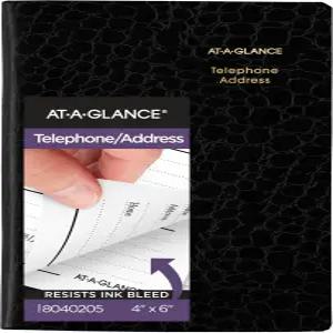 At-A-Glance 전화 및 주소록 600개 이상의 항목 4인치 x 6인치 디자이너 블랙(8040205)