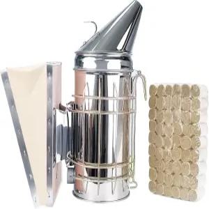 열 차단 기능이 있는 비테크 스테인리스 스틸 벌통 훈제기 양봉 스타터 용품용 54개 훈제 펠릿 포함