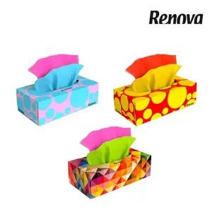 레노바 컬러 미용티슈 3팩 컬러 휴지 유럽화장지 집들이 선물 각티슈