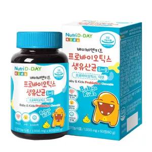 뉴트리디데이 베이비앤키즈 프로바이오틱스 생유산균 츄어블 1000mg×60정 1개 코알라모양