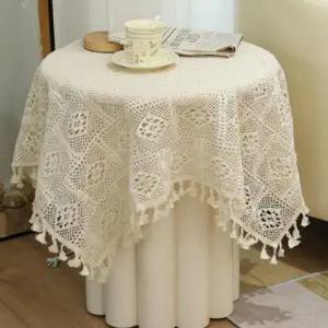 [셀러에이드]빈티지 테이블보 베이지 식탁보 커버 110x110cm 대형식탁보 테이블천