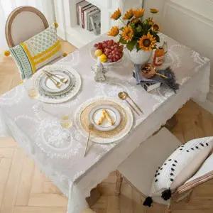 [셀러에이드]플라워 식탁보 레이스 매트 덮개 테이블보 140x140 방수식탁커버