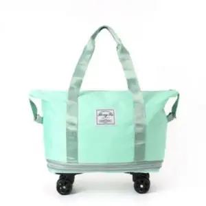[패션] 확장형 바퀴 트래블 보스턴백 캐리어 보조 더플 폴딩 여행용 민트색