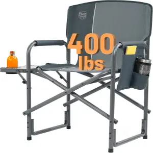 팀버 리지 알루미늄 오버사이즈 캠핑 의자 야외 잔디밭 피크닉을 위한 사이드 테이블 탈착식 포켓이 있는