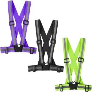 팜노스타 러닝 반사 조끼 기어 3팩 조절 가능한 안전 하이비주얼 벨트 스트랩 나이트 워킹