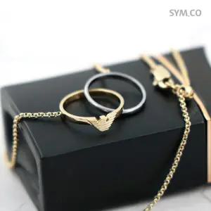 알마니 EGS3231 독수리 엠블럼 투톤 반지 체인 남자 스틸 목걸이 d