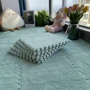 20개의 플러시 퍼즐 폼 바닥 매트 11.8x11.8인치 소프트 인터로킹 카펫 타일 미끄럼 방지 구역 러그
