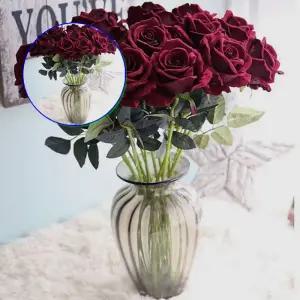 쌍문상회 로즈가든 벨벳 장미 조화 와인 인테리어소품 데코 인조꽃 l