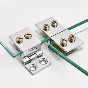 호환  90 180 학위 양면 클립 홈 설치 유리 클램프 아연 실용적인 내구성 캐비닛 도어 경첩 욕실 가구 찬장