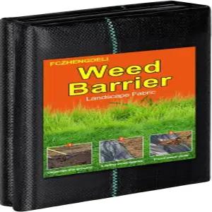 FZHENDELI 헤비 듀티 3.2OZ 직조 잡초 차단 조경 원단 4피트 x 50피트 블랙 제어 상업용 진입로