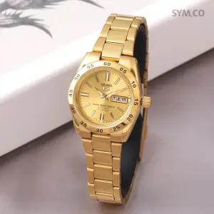 5 SYMG44K1 골드다이얼 오토캘린더 라운드 오토매틱 여자 메탈 시계 d