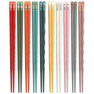 재사용 가능한 젓가락 10쌍 5인치 식기세척기 안전 내열성 미끄럼 방지 패턴 디자인의 화려한 중국식 젓가락 웨이브