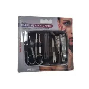 이너뷰티6종 지퍼파우치세트 손톱관리 큐티클제거귀이개 족집게 야스리 깎이 발톱깎이 네일케이스 푸셔 미