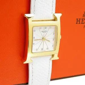 화이트 H아워 금장 여성용 시계