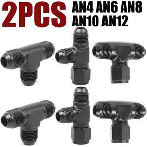 범용 알루미늄 호스 티 커넥터 피팅, 2X AN4 AN6 AN8 AN10 AN12, 남성-남성 여성 티, 측면 나사 어댑터