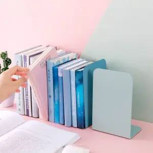 책상 L자형형 책꽂이 철제 이동식 서류 정리함 그린 2p 책장 북엔드 간이