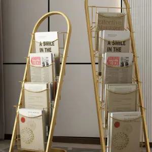 진열 정리 스탠딩 브로슈어 4단 로그거치대 골드 전시대