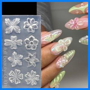 용수철 꽃 꽃잎 실리콘 네일 몰드 릴리 벚꽃 꽃 DIY 디자인 매니큐어 템플릿 조각 네일 아트 스텐실 도구